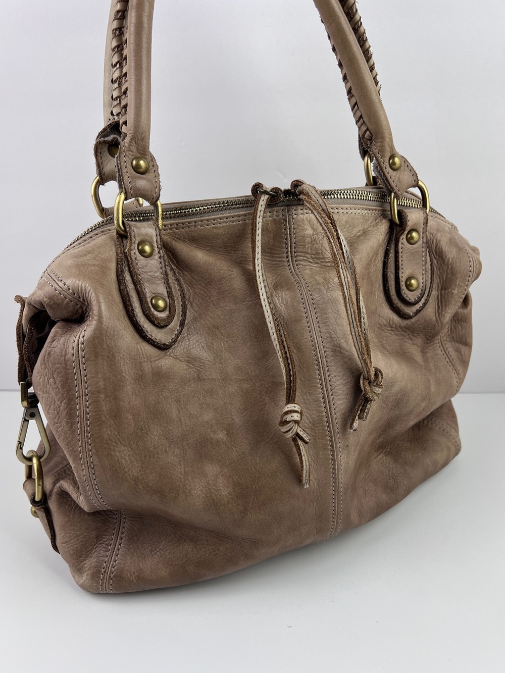 Sundance Made In Italy Soft Leather Satchel Purse Distressed Hobo Slouch Bag